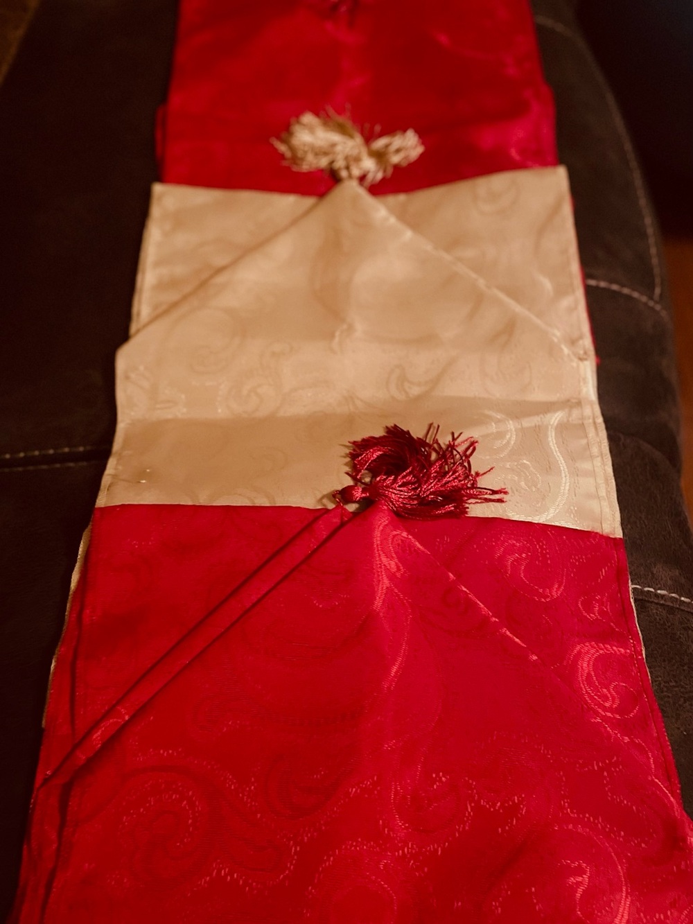 Red and Gold Jacquard Table Runners NWOT. Price is for all 3.
